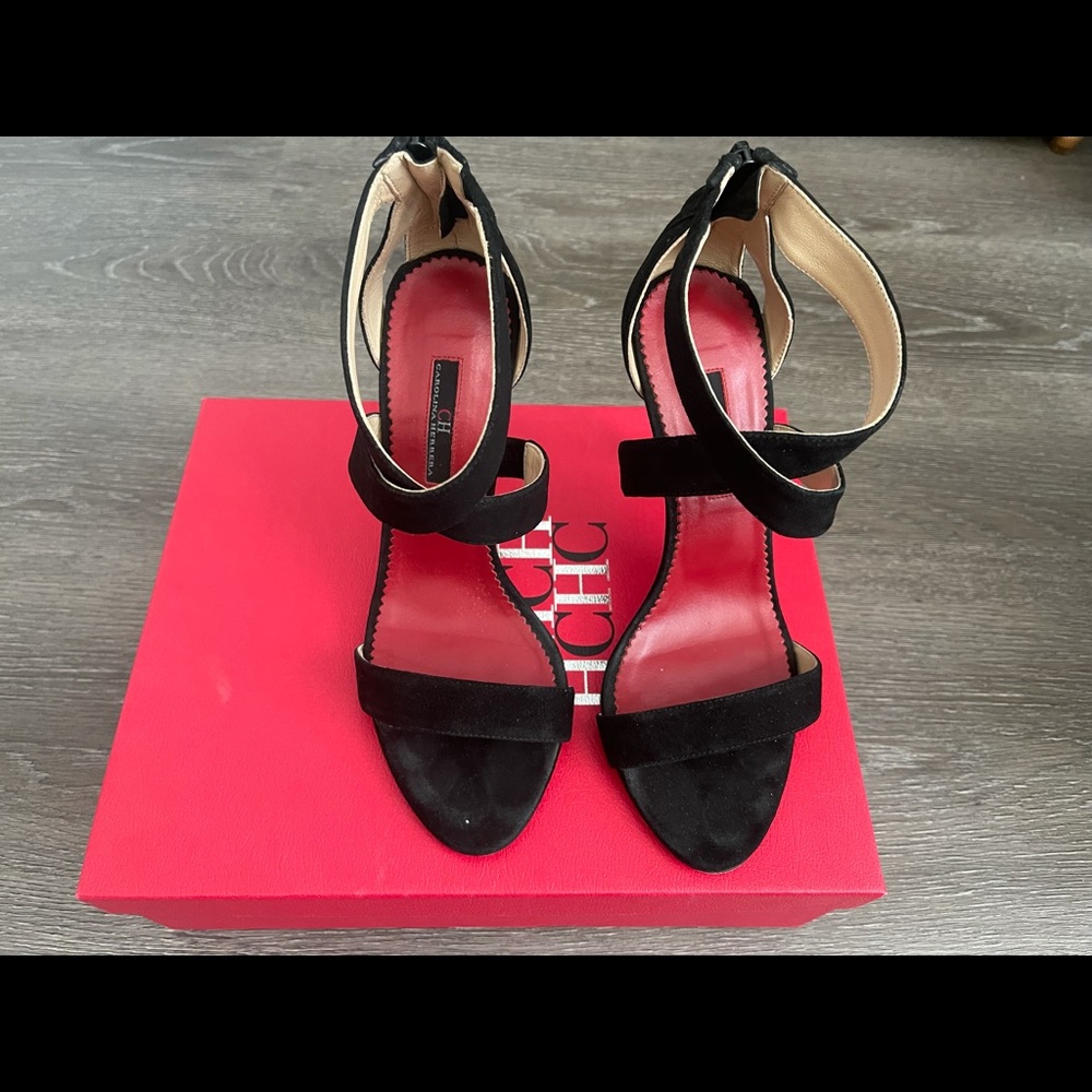 Black suede ankle sandal